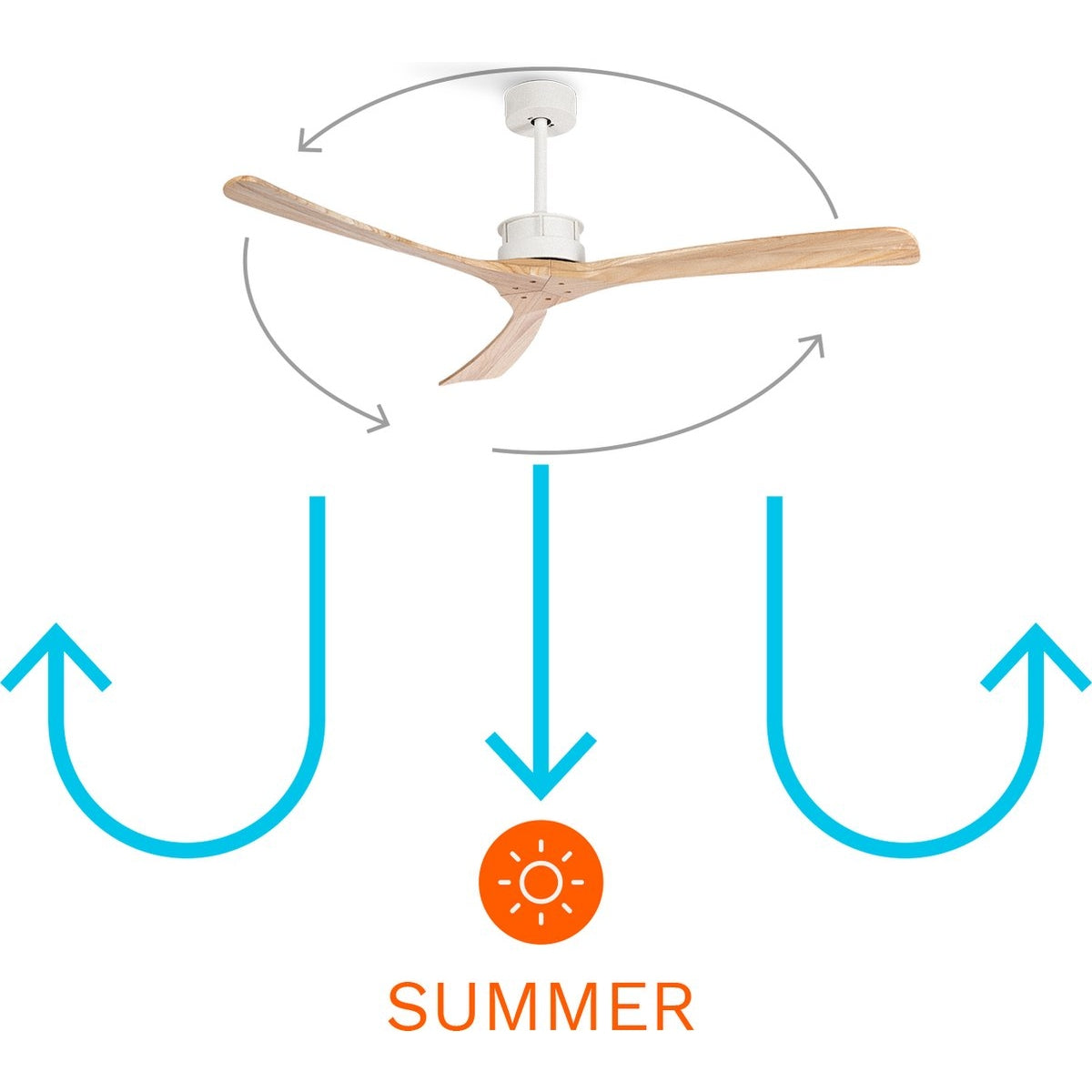Create - Wind Large Ceiling Fan 40w Silent Xl Ø152 Cm / Summer Winter Function / 6 Speeds