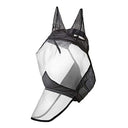 Harrison Howard - Piano Black XL Fly Mask with Full Face, Nose & Ear Fleece Pad, UV Protection, Midge-Proof Outer