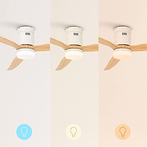 Create - Windcalm Ceiling Fan with Light, Natural Wood, 40W, Quiet, Ø132 cm, 6 Speeds, 3 Light Temperatures, Summer-Winter Mode