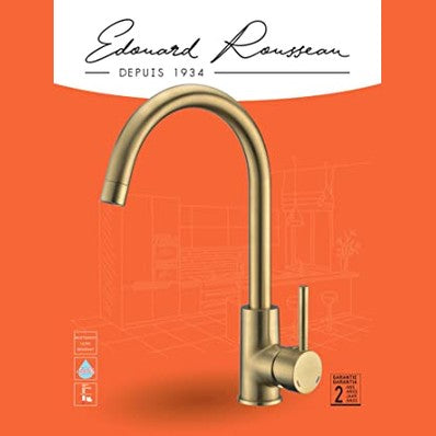 Edouard Rousseau - Koben Sink Mixer Tap With Flow Reducer Aerator - Brushed Brass