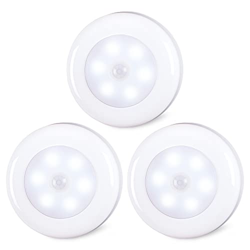 Star-Spangled - 3 Pack Motion Sensor LED Puck Lights, Battery Operated, Cool White