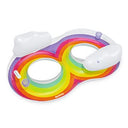Bestway - 2 Person Inflatable Swim Ring with Rainbow Design & Cup Holders