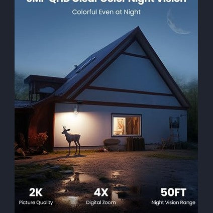 ieGeek - 2K Wireless Outdoor Security Camera with 360 PTZ, Night Vision & Solar Panel
