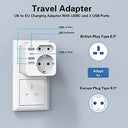 Hanyeal - 6 in 1 UK Plug Adapter with 2 Sockets, 3 USB Ports & Type-C