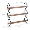 Relaxdays - Industrial 3-Shelf Wall Shelf, MDF & Metal, Brown/Black
