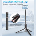 Toneof - 170cm Selfie Stick Tripod with Wireless Remote, Portable & Lightweight