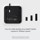 Satechi - Mac Mini Hub & Stand with NVME/SATA SSD Enclosure, USB-C 10Gbps, 3 USB-A Ports, Audio Jack