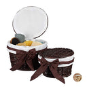 Relaxdays - Bathroom Baskets Set of 2, Decorative Buri Wood Storage Boxes