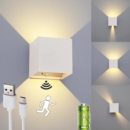 Senfay - Motion Sensor LED Wall Light, Rechargeable, Angle Adjustable, Warm White