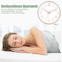 Leepat - Silent 30 cm Quartz Wall Clock with Arabic Numerals, Rose Gold Finish