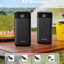 Charmast - 10000mAh Power Bank with 4 Built-in Cables, 6 Outputs, LED Display