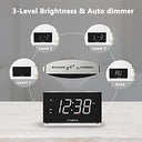 iTOMA - Dual Alarm Clock with Snooze, USB Charging, Dimmer Control & Night Light
