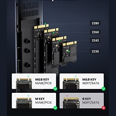 UGREEN - Tool-Free NVMe & SATA M.2 Enclosure, USB C 3.2 Gen2, UASP Compatible