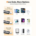 CafeLe - 3 in 1 Retractable Charging Cable, Fast 5V/3A, Universal Compatibility