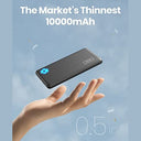 Iniu - Slim 10000mAh Portable Charger, USB C, Triple 3A Fast Charging, Flashlight