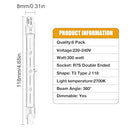 Haraqi - 6 Pack Dimmable R7s Halogen Bulbs, 300W, 2700K Warm White, 4650lm