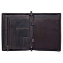 Stilord - 'Julius' Vintage A4 Leather Conference Folder for Tablets, Dark Brown