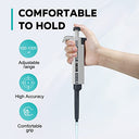 Lab Fish - Adjustable Single Channel Micropipette, Durable, Chemically Resistant, Variable Volume