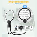 Binboubou - 5X LED Hands-Free Magnifying Glass with Detachable Stand, HD Lens for Reading