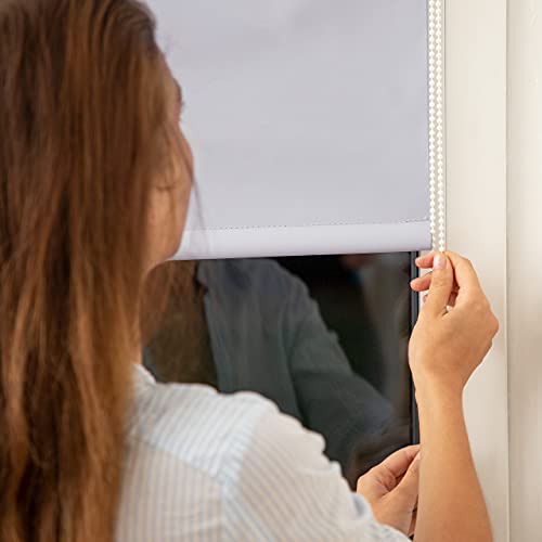 Relaxdays - Thermal Blackout Roller Blind, No Drilling, 120 x 160 cm, White