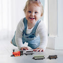 BomdoG - Mini Simulation Steam Train Set, Pull Back Retro Toy for Kids, Diecast Model