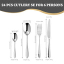 HoaaiGo - 24-Piece Golden Stainless Steel Cutlery Set, Service for 6 with Gift Box