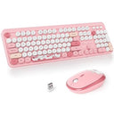Fogruaden Pink Retro Keyboard and Mouse Combo for PC and Laptop