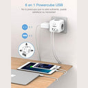 Tessan - USB Plug Socket Adapter with 3 USB Ports, 6-in-1 Charger, Switch