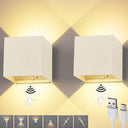 Senfay - 2 Pack LED Battery Wall Light with Motion Sensor & USB Rechargeable