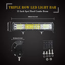 RIGIDON - 38 cm 216W LED Work Light Bar with Number Plate Holder & 12V Harness