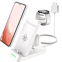 Fast charging 3 in 1 wireless charging station for Samsung Galaxy S23/S22/S21/S20/Note20, Galaxy Buds, and Galaxy Watch. Perfect for all your devices!