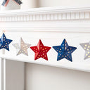 Lights4fun - 12 Red, White & Blue Metal Star String Lights with Timer