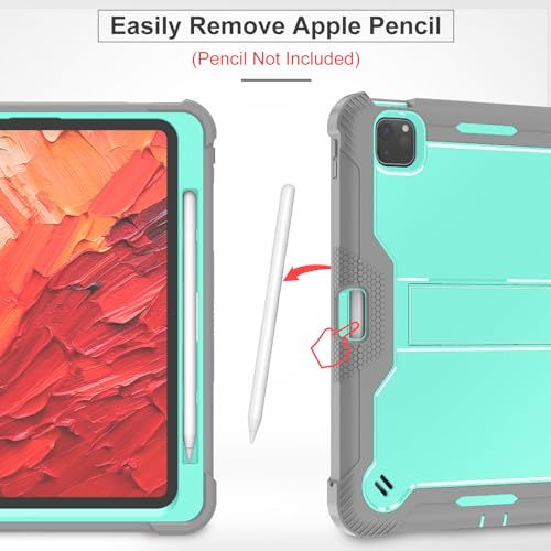 YOUULAR - Tablet Case for Apple iPad Pro 11 2024 with Built-in Stand, Green/Gray
