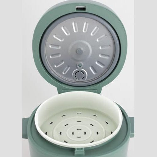 Create - 2L Sage Green Electric Rice Cooker, Programmable 24h, Steamer, Stew & Soup Maker, Keep Warm Function, 400W