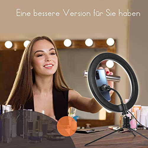 GEMWON - 10 Inch LED Selfie Ring Light with Tripod for Mobile and Laptop