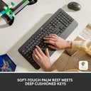 Logitech - Full-Size Wireless Keyboard with Wrist Rest, Bluetooth & USB Receiver