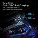 Spigen - 65W Dual USB C Car Charger, Fast Charging PD 3.0 for iPhone & MacBook