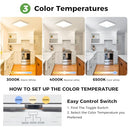 Zemty - Square LED Ceiling Light, 1800LM, IP44 Waterproof, 3 Color Temperatures