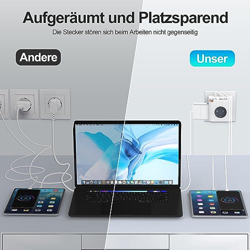 Cube - Cordless 3 Way Power Strip with USB C, 6 in 1 Adapter for Home & Travel