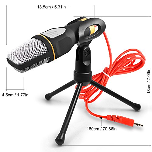 Exxelo - Studio Condenser Microphone with Holder Stand Clip for PC and Laptop Streaming