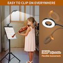 IZELL - Dimmable LED Reading Lamp with 3 Modes, 10 Brightness Levels, Eye Protection, Flexible Gooseneck