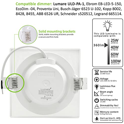 Lumare - Dimmable LED Recessed Spotlight 6W | Set of 9 Warm White Lights