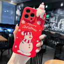 MINSCOSE - Cute 3D Doll Cartoon Snowman Deer Christmas Case for iPhone 14 Pro Max