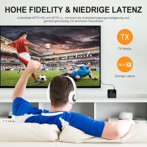 SONRU - Bluetooth Transmitter Receiver for TV, AptX HD Low Latency Audio Adapter