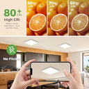 Zemty - Square LED Ceiling Light, 1800LM, IP44 Waterproof, 3 Color Temperatures