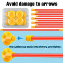 Own1one - LED Bow and Arrow Set for Kids, 20 Sucks, 2 Quivers, Target Disc