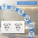 Kaifire - Schuko USB Double Socket, System 55 Pure White, Complete Set