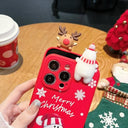 MINSCOSE - Cute 3D Doll Cartoon Snowman Deer Christmas Case for iPhone 14 Pro Max