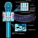 Micqutr - Wireless Bluetooth Karaoke Microphone with LED Lights, Portable Design