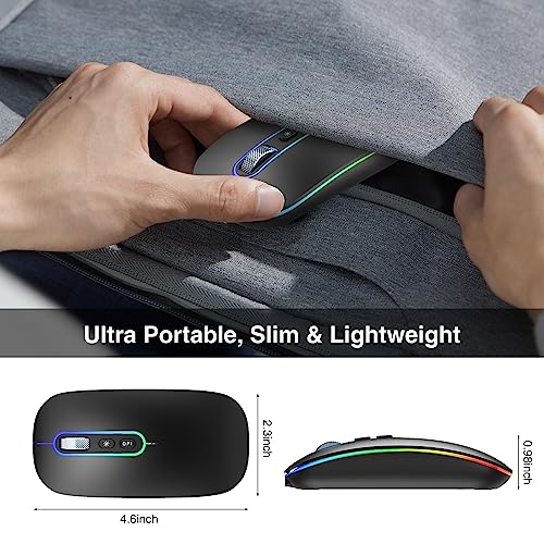 Cimetech - Dual Mode Rechargeable Wireless Mouse with LED Lights - Black